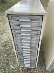 TWO – Vintage Victor Kardex Visible Index Card Flat File Cabinet, 19 Drawer