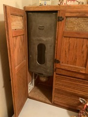 Hoosier Antique Wooden Kitchen Cabinet with Metal Flour Bin and Drawers