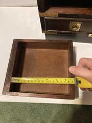 Antique Victorian Brown Leather Brass Gallery Military Campaign Cabinet 14.5x8x8