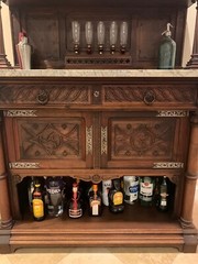 Exceptional French gothic walnut cabinet out of old church, makes a great bar!