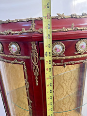 Vintage French Curio China Cabinet Vitrine Demilune Lighted locking curved glass