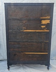 Antique Arts & Crafts / Mission Oak China Cabinet Leaded Glass Floral c1900