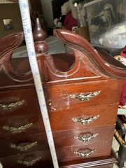 Antique Vintage Mahogany Salesman Sample Miniature Highboy Chest Clam Shell Rare