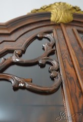 L63333EC: Dutch Style Painted Faux Burl Walnut China Cabinet