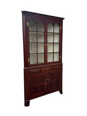 Antique Cherry 2 part corner cupboard cabinet original surface 1820 Pa 16 Light