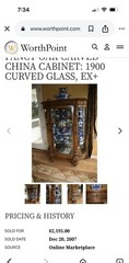 Unique and Unusual Curved Glass China Cupboard with Carved Figures C.1900