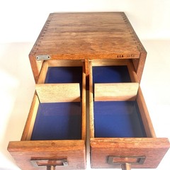 Antique Library Bureau Oak 2-Drawer Card Catalog File Cabinet Recipe Box GVC