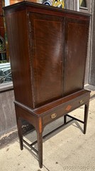 Antique Inlaid Mahogany / Walnut Edwardian Style China Cabinet Bookcase Bar