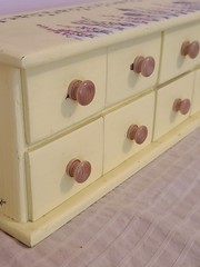 Vintage Yellow Table Top Wooden 8-Drawer Birdhouses Apothecary Hand Painted