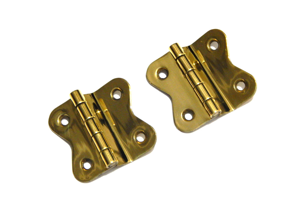 Hoosier Cabinet Hinge For Upper Door Polished Solid Brass Pair
