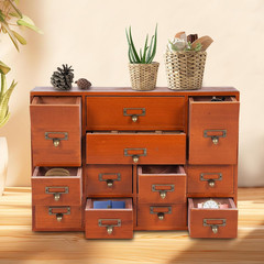 Brown 12-Drawer Vintage Apothecary Cabinet, Stackable for Herbs/Tea/Stationery