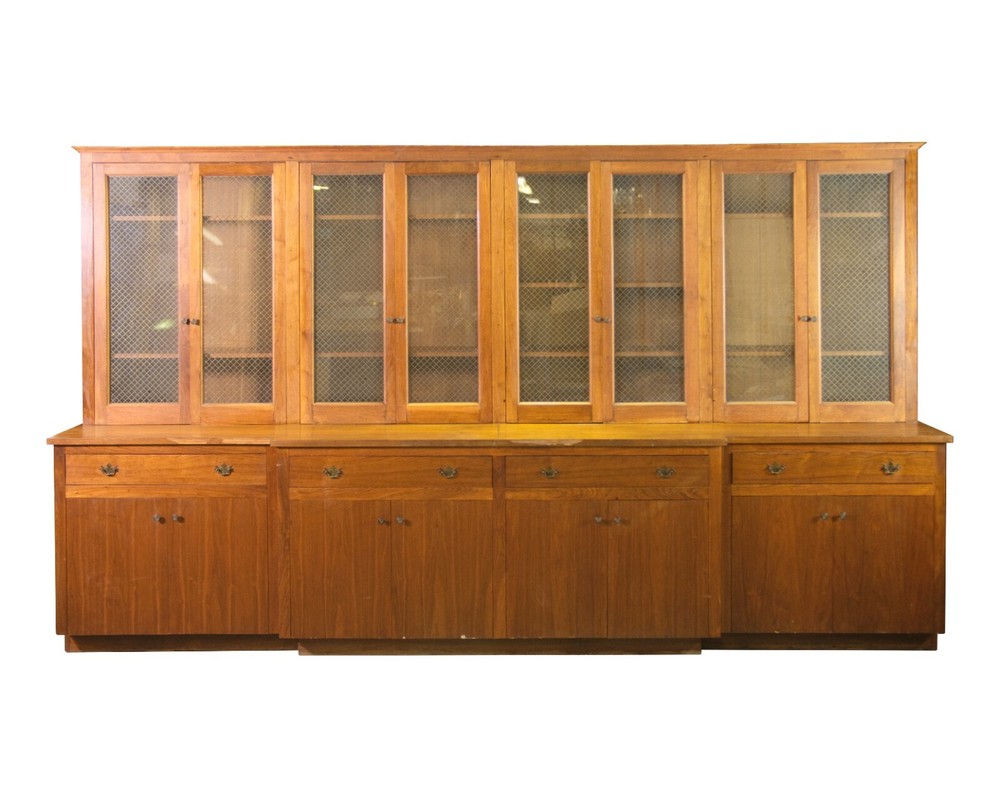 1960s Walnut Veneer 12 ft x 7 ft Storage Cabinet