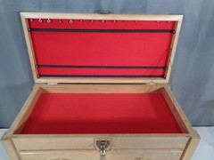Vintage Antique Blonde Wood 5 Drawer Tool Chest Jewelry Cabinet