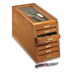 Collector’s Cabinet Display Case for Collectibles Wood 7-Drawer Storage Organize