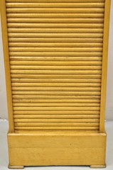 Antique Arts & Crafts Oak & Maple Wood Tambour Shutter Door Filing Cabinet