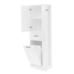 Modern Tall Storage Cabinet TiltOut Compartment Adjustable Shelves 80LB Capacity
