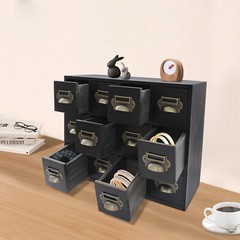 12 Drawers Vintage Tabletop Library Card Catalog Cabinet Storage Box NEW