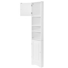 Tall Corner Bathroom Storage Cabinet MDF Freestanding Cabinet with 2 Doors