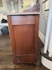 19th century Antique Oak Wood Wash stand (cabinet) with Marble top