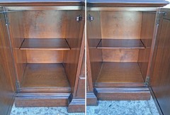 Vintage Old Ethan Allen Birch Wooden Curio Cabinet Hutch Breakfront Bubble Glass