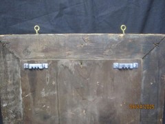 Antique 1800s French Repousse Framed .Beveled Mirror Key Safe Wall Cabinet
