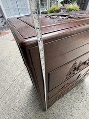 George Zee & Co. Carved Wood Cedar Chest Trunk Dresser Drawers Original Lock
