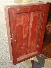 Antique Hand Painted Asian Chinoiserie Altar Cabinet Side Table
