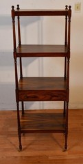 1910s Antique English Regency Rosewood Book-match Etagere display with 4 shelves