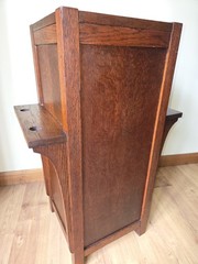 Vtg. Arts & Crafts Mission Oak Smoking Cabinet, Nightstand, Antique Lamp stand