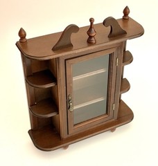 Vintage Wooden Wall Curio Cabinet Display Shelf Plexiglass Door Brown MDF 17”H