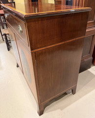 Adam Style Walnut & Satinwood Linen Cabinet with Painted Oval Panels
