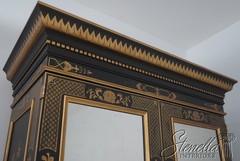 70937: EJ VICTOR Chinoiserie Eglomise Mirror Door Bar Cabinet