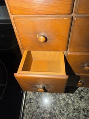 Vintage Wall Hanging Sunburst 7 Drawer Spice Cabinet Wood Knobs