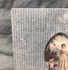VTG Salvage 4×6 Oval Photo Galvanized Pool Metal Picture Frame Old 1682-25B