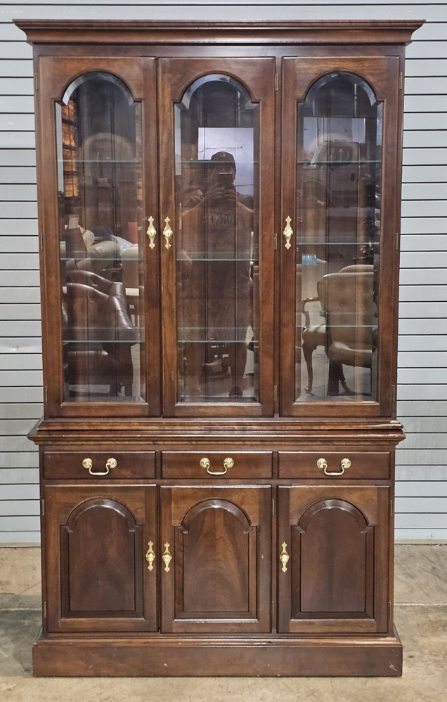 Stickley Cherry China Breakfront Bookcase or Cabinet Made in USA