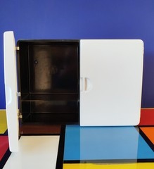 1960s Carrara & Matta “Spluga” black white bakelite bathroom wall cabinet Italy