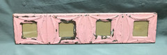 VTG 5×23 Multi Quad 3″ Photo Tin Ceiling Metal Picture Pink Frame Old 1839-25B