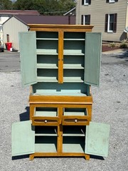 Antique paint decorated Folk Art cupboard cabinet grained Childs size 1900
