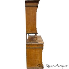 antique French country step back pine cupboard cabinet original paint decoration