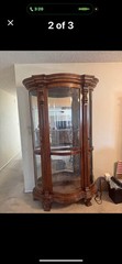 PAIR OF ANTIQUE AMERICAN OAK CHINA CURIO CABINETS C 1895. BUY 1 OR BOTH