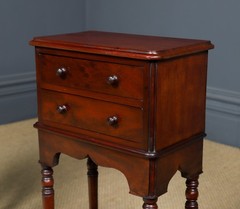Antique English Victorian Small Pair Mahogany Bedsides Locker Tables Nightstands
