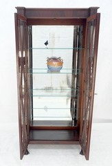 Fine Carved Mahogany Claw Feet Glass Shelved Bookcase Display Cabinet Stunning