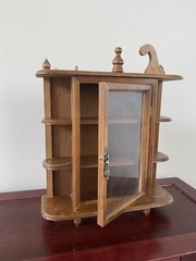Miniature Wooden CURIO Display Case Cabinet Wall Hanging/Free Standing 3Shelf