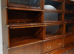 Full Wall Barrister stacking bookcase unit showcase Mahogany wood with glass