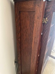 Antique Oak (4) Shelf Glass Door Cabinet
