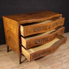 Antique commode Neapolitan chest of drawers Louis XV inlaid wood 18th century