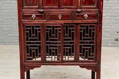 19th Century Chinese Kitchen Cabinet, Pantry or Cupboard With Fretwork Motif
