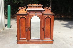 Burl Walnut Victorian Marble Top Credenza Cabinet Sideboard Bar ~ Ca.1870