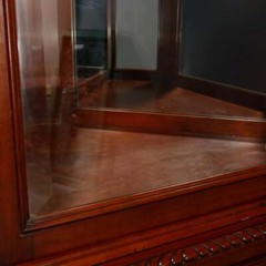 Antique Cherry Faceted & Mirrored Corner Cabinet c1890