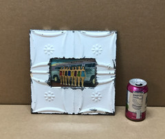 VTG 11″ Sq. Photo 4×6 Tin Ceiling Metal Shabby White Picture Frame Old 922-26B